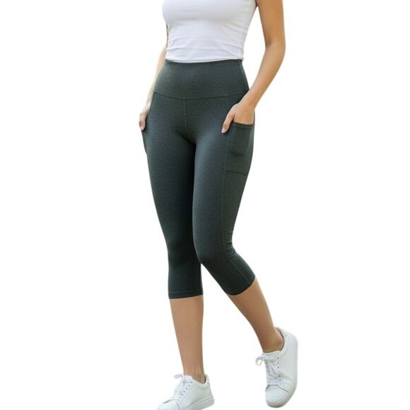 Beyond Yoga Dark Green Heathered Leggings Phone Pockets Soft XL EUC - Picture 8 of 8